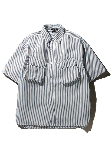 タラスブルバ(TARAS BOULBA)のドライミックス ハーフスリーブシャツジャケット ホワイト/ネイビー